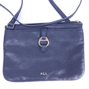 Ralph Lauren RLL Black Pebbled Leather Crossbody S